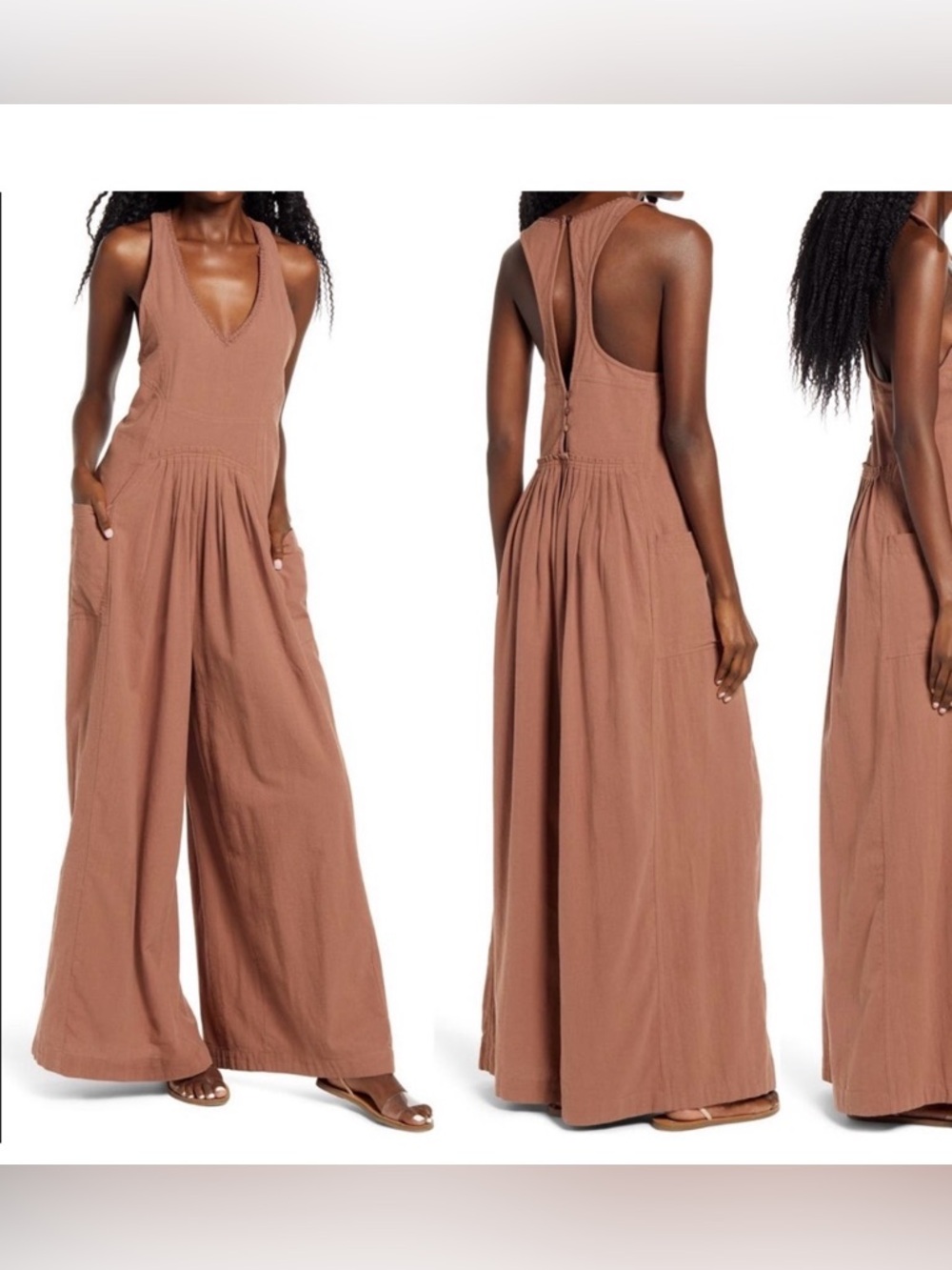 Free People Honey Yellow Keyhole Wide-Leg Jumpsuit - Picture 4 of 10